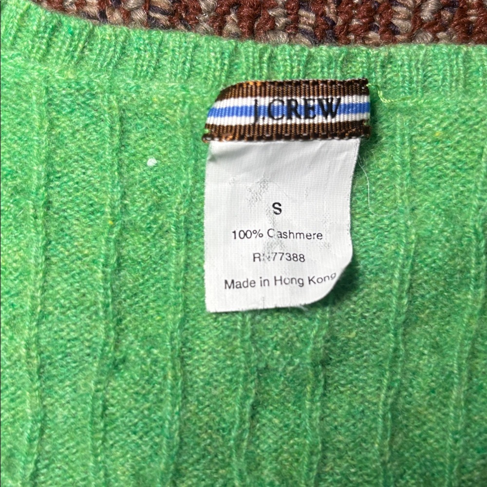 J. Crew Vibrant Green Women's cashmere Sweater soft long sleeve cable knit small - Picture 2 of 10